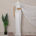 Pearl White Stone Embellished Chantilly Lace Saree