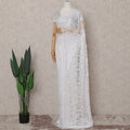 Pearl White Stone Embellished Chantilly Lace Saree