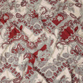 Ivory Red Paisley Ornate Printed Premium Italian Viscose Fabric Soft Smooth Breathable Drapey Dressmaking Fabric 150 Cms Width Italy Origin-D28654 Regal Fabrics