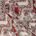 Ivory Red Paisley Ornate Printed Premium Italian Viscose Fabric Soft Smooth Breathable Drapey Dressmaking Fabric 150 Cms Width Italy Origin-D28654 Regal Fabrics
