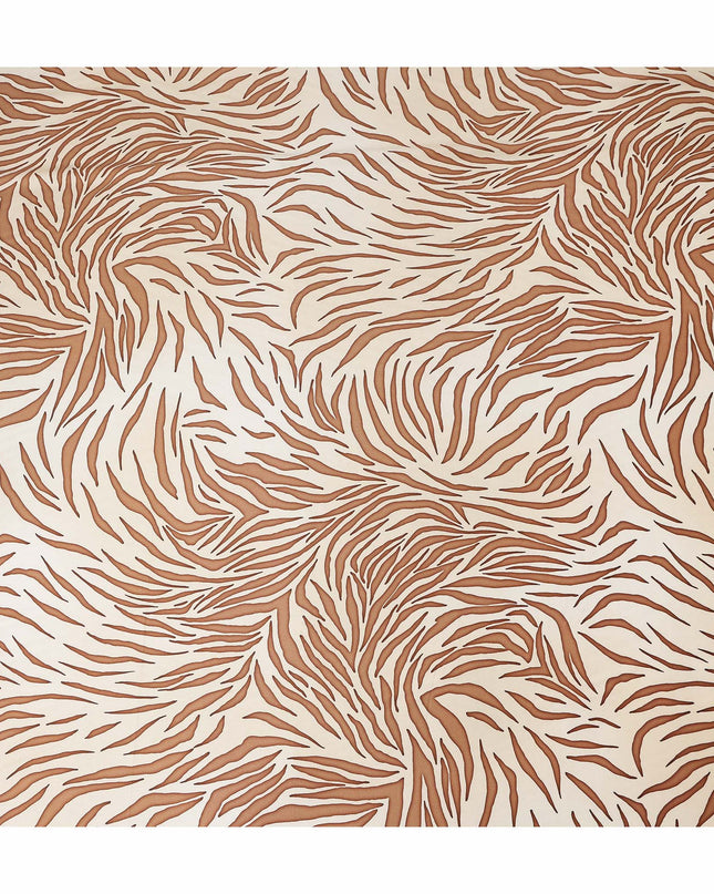 Ivory Brown Abstract Zebra Pattern Printed Premium Italian Viscose Fabric Soft Smooth Breathable Drapey Dressmaking Fabric 150 Cms Width Italy Origin-D28652 Regal Fabrics