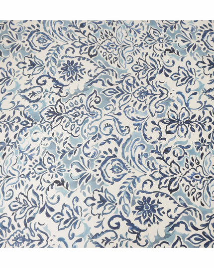 Ivory Blue Abstract Floral Printed Premium Italian Viscose Fabric Soft Smooth Breathable Drapey Dressmaking Fabric 150 Cms Width Italy Origin-D28646 Regal Fabrics