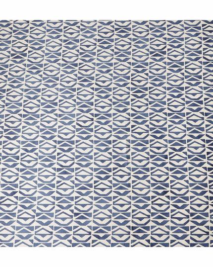 Ivory Blue Geometric Abstract Printed Premium Italian Viscose Fabric Soft Smooth Breathable Drapey Dressmaking Fabric 150 Cms Width Italy Origin-D28649 Regal Fabrics