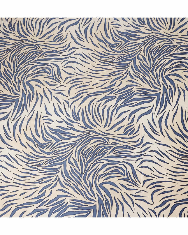 Ivory Blue Abstract Zebra Pattern Printed Premium Italian Viscose Fabric Soft Smooth Breathable Drapey Dressmaking Fabric 150 Cms Width Italy Origin-D28651 Regal Fabrics