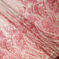 Ivory Red Paisley Floral Border Printed Premium Italian Viscose Fabric Soft Smooth Breathable Drapey Dressmaking Fabric 150 Cms Width Italy Origin-D28644 Regal Fabrics