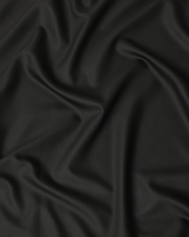 Charcoal Black Premium Blended Poly Wool Suiting Fabric 150 Cm Width Smooth Finish Durable Breathable Wrinkle Resistant Fabric For Suits Blazers Trousers Formal Wear Made In India-D28863 Regal Fabrics
