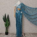 Peacock Teal Blue Chantilly Lace Saree - D31672