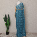 Peacock Teal Blue Chantilly Lace Saree - D31672