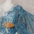 Peacock Teal Blue Chantilly Lace Saree - D31672