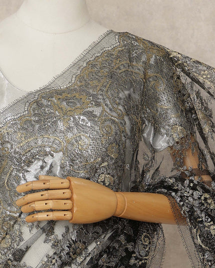 Multicolor French Metallic Chantilly Lace Saree