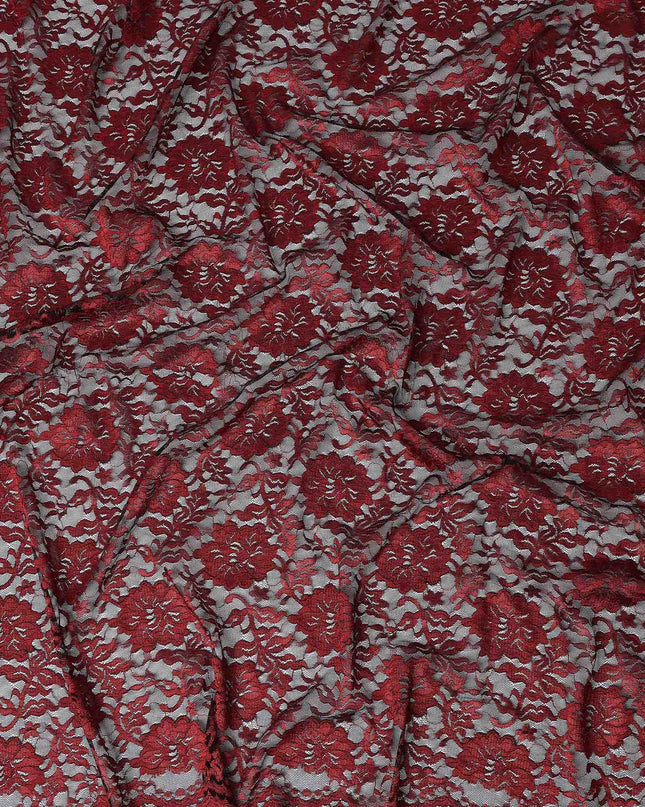 Crimson Red Metallic Lace Fabric 110cm