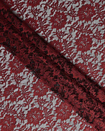 Crimson Red Metallic Lace Fabric 110cm