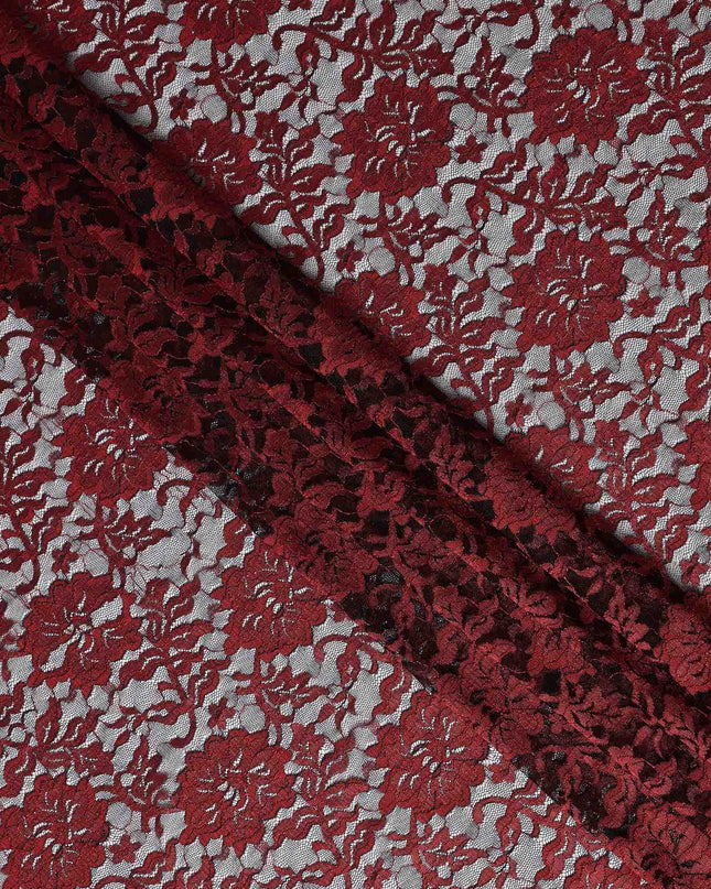 Crimson Red Metallic Lace Fabric 110cm