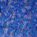 Blue Gold Floral French Silk Chiffon Fransawi Garbasaar