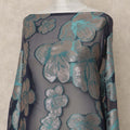 Navy Blue Floral Fransawi Silk Chiffon Dirac Lurex