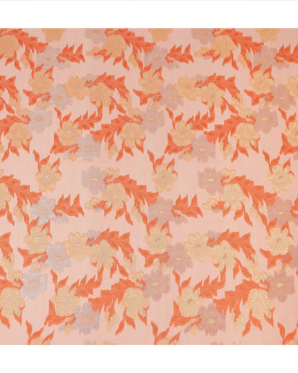 Orange Floral French Silk Chiffon Fransawi Garbasaar