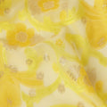 Yellow Floral French Silk Chiffon Fransawi Garbasaar