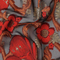 Black Red Floral French Silk Chiffon Fransawi Garbasaar