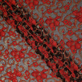 Black Red Floral French Silk Chiffon Fransawi Garbasaar