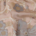 Beige Gold Floral French Silk Chiffon Fransawi Garbasaar