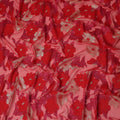 Red Pink Floral French Silk Chiffon Fransawi Garbasaar