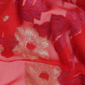 Red Pink Floral French Silk Chiffon Fransawi Garbasaar