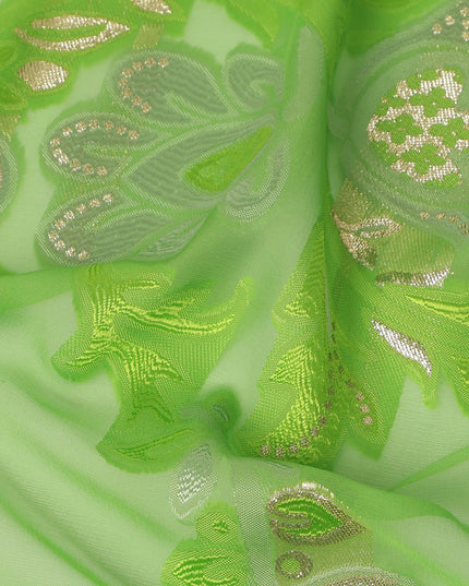 Green Floral French Silk Chiffon Fransawi Garbasaar