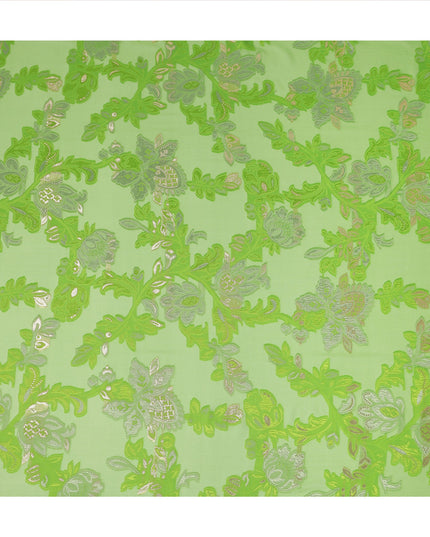 Green Floral French Silk Chiffon Fransawi Garbasaar
