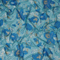 Teal Blue Floral French Silk Chiffon Fransawi Garbasaar