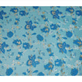 Teal Blue Floral French Silk Chiffon Fransawi Garbasaar