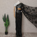 Jet Black Silk Chiffon Saree - D31606