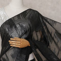 Jet Black Silk Chiffon Saree - D31606