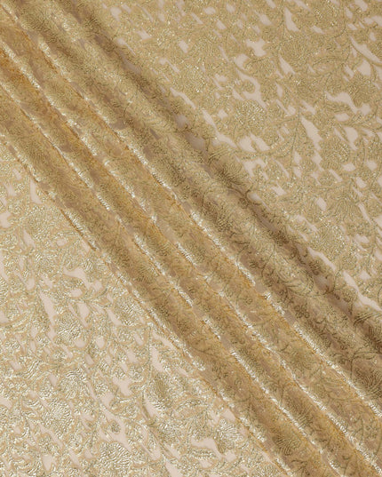 Gold Floral French Silk Chiffon Fransawi Garbasaar