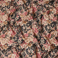Black Beige Pink Floral Printed Cotton Lawn Fabric Soft Lightweight Breathable Elegant Dressmaking Fabric 110 Cms Width India Origin-D28664 Regal Fabrics
