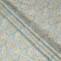 Sky Blue Beige Floral Jacquard Printed Cotton Satin Fabric Smooth Lustrous Elegant Dressmaking Fabric 110 Cms Width India Origin-D28668 Regal Fabrics
