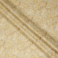 Cream Gold Floral Jacquard Printed Cotton Satin Fabric Smooth Lustrous Elegant Dressmaking Fabric 110 Cms Width India Origin-D28670 Regal Fabrics