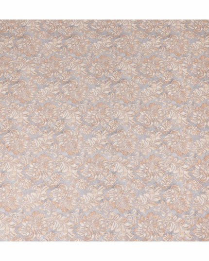 Light Grey Beige Floral Jacquard Printed Cotton Satin Fabric Smooth Lustrous Elegant Dressmaking Fabric 110 Cms Width India Origin-D28669 Regal Fabrics