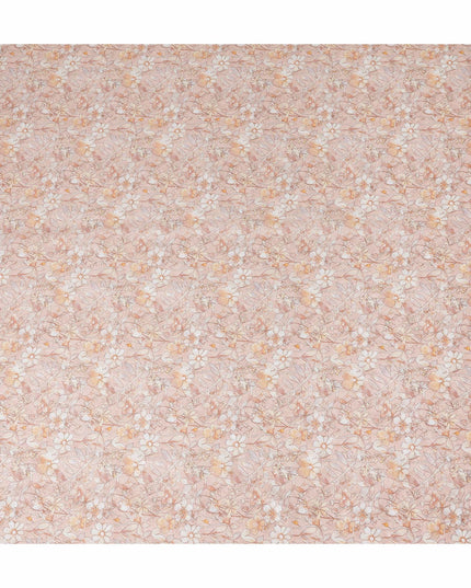 Peach Beige Floral Printed Cotton Satin Fabric Soft Smooth Lightweight Elegant Dressmaking Fabric 110 Cms Width India Origin-D28671 Regal Fabrics