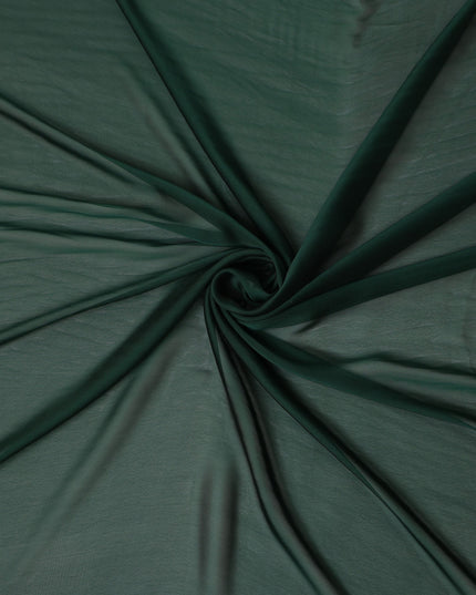 Bottle Green Plain Synthetic Polyester Chiffon Fabric 110 Cms Width Lightweight Soft Flowing Dress Material India-D28744 Regal Fabrics