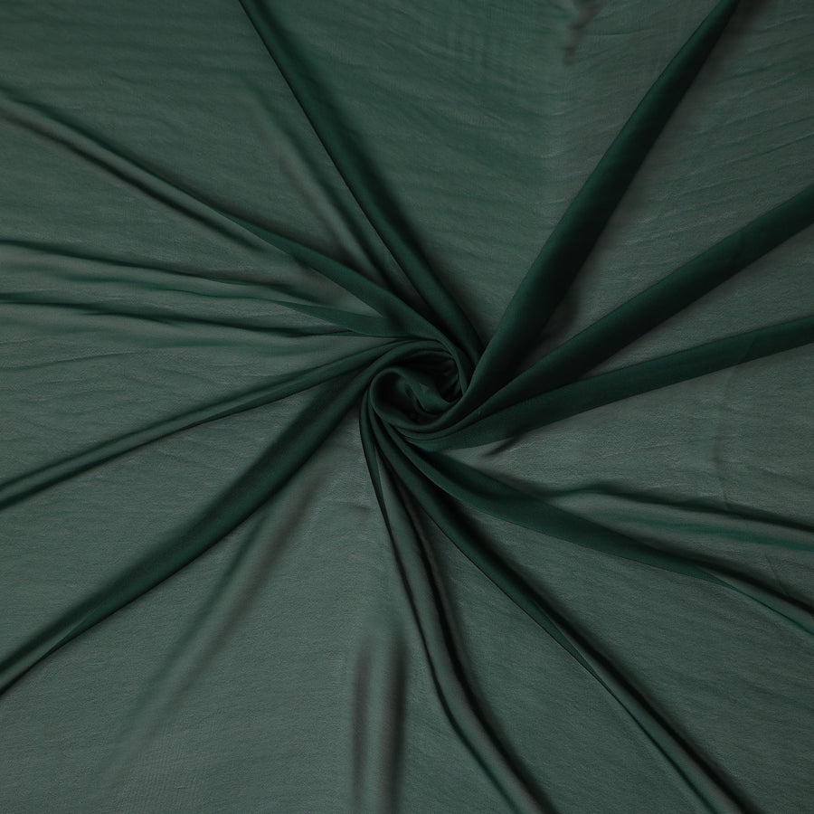 Bottle Green Plain Synthetic Polyester Chiffon Fabric 110 Cms Width Lightweight Soft Flowing Dress Material India-D28744 Regal Fabrics