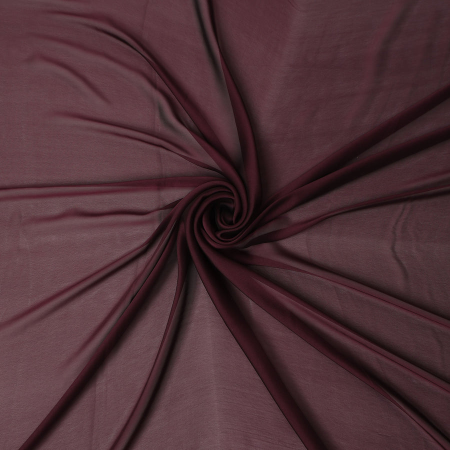 Wine Burgundy Plain Synthetic Polyester Chiffon Fabric 110 Cms Width Lightweight Soft Flowing Dress Material India-D28748 Regal Fabrics