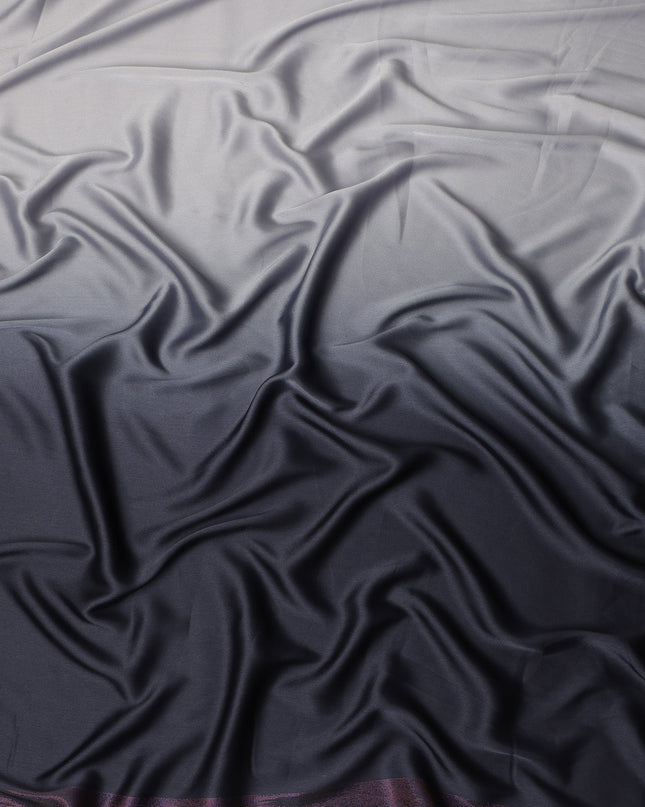 Black To Silver Grey Ombre Plain Synthetic Satin Fabric 110 Cms Width Smooth Glossy Soft Draping Dress Material India-D28752 Regal Fabrics