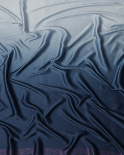 Steel Blue To Midnight Navy Ombre Plain Synthetic Satin Fabric 110 Cms Width Smooth Glossy Soft Draping Dress Material India-D28755 Regal Fabrics