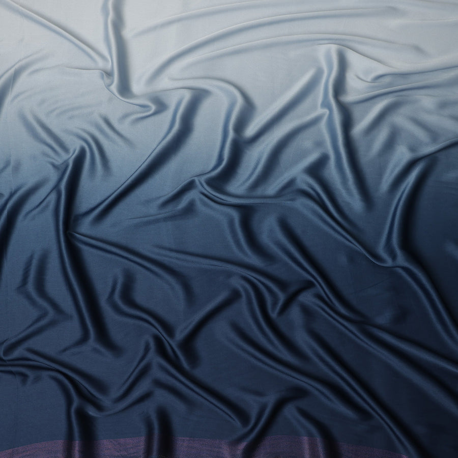 Steel Blue To Midnight Navy Ombre Plain Synthetic Satin Fabric 110 Cms Width Smooth Glossy Soft Draping Dress Material India-D28755 Regal Fabrics