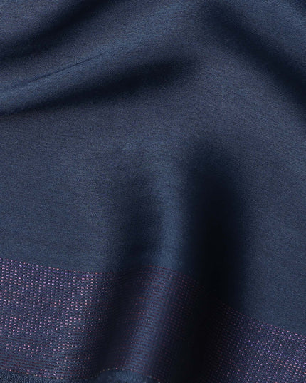 Steel Blue To Midnight Navy Ombre Plain Synthetic Satin Fabric 110 Cms Width Smooth Glossy Soft Draping Dress Material India-D28755 Regal Fabrics