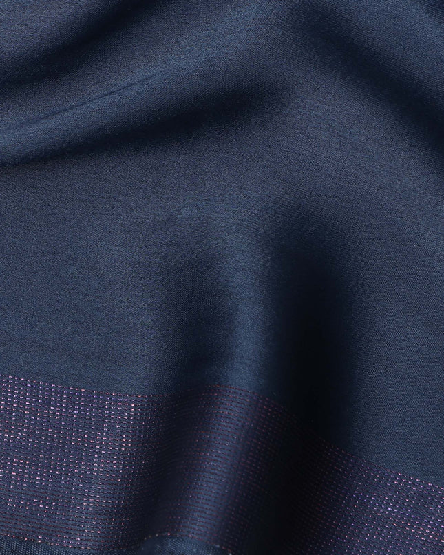 Steel Blue To Midnight Navy Ombre Plain Synthetic Satin Fabric 110 Cms Width Smooth Glossy Soft Draping Dress Material India-D28755 Regal Fabrics