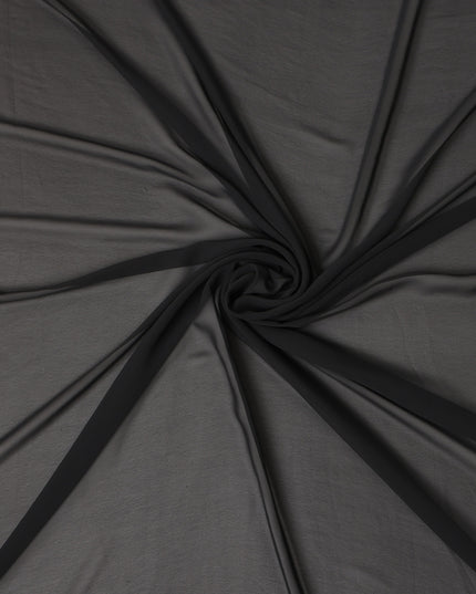 Charcoal Black Plain Synthetic Polyester Chiffon Fabric 110 Cms Width Lightweight Soft Flowing Dress Material India-D28760 Regal Fabrics