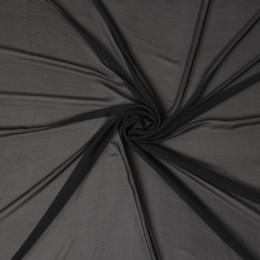 Charcoal Black Plain Synthetic Polyester Chiffon Fabric 110 Cms Width Lightweight Soft Flowing Dress Material India-D28760 Regal Fabrics
