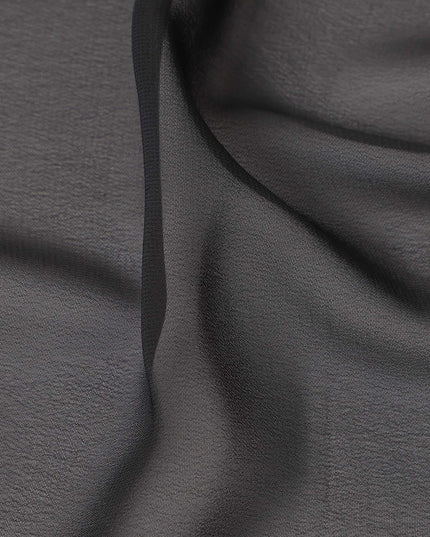Charcoal Black Plain Synthetic Polyester Chiffon Fabric 110 Cms Width Lightweight Soft Flowing Dress Material India-D28760 Regal Fabrics