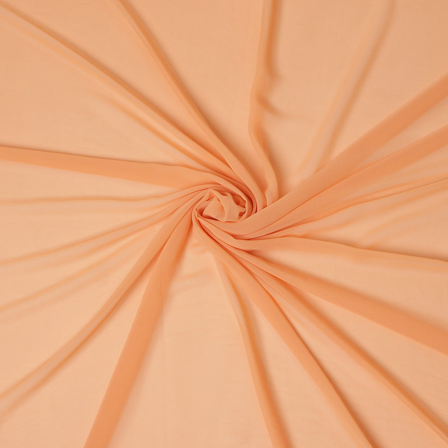 Peach Orange Plain Synthetic Polyester Chiffon Fabric 110 Cms Width Lightweight Soft Flowing Dress Material India-D28765 Regal Fabrics